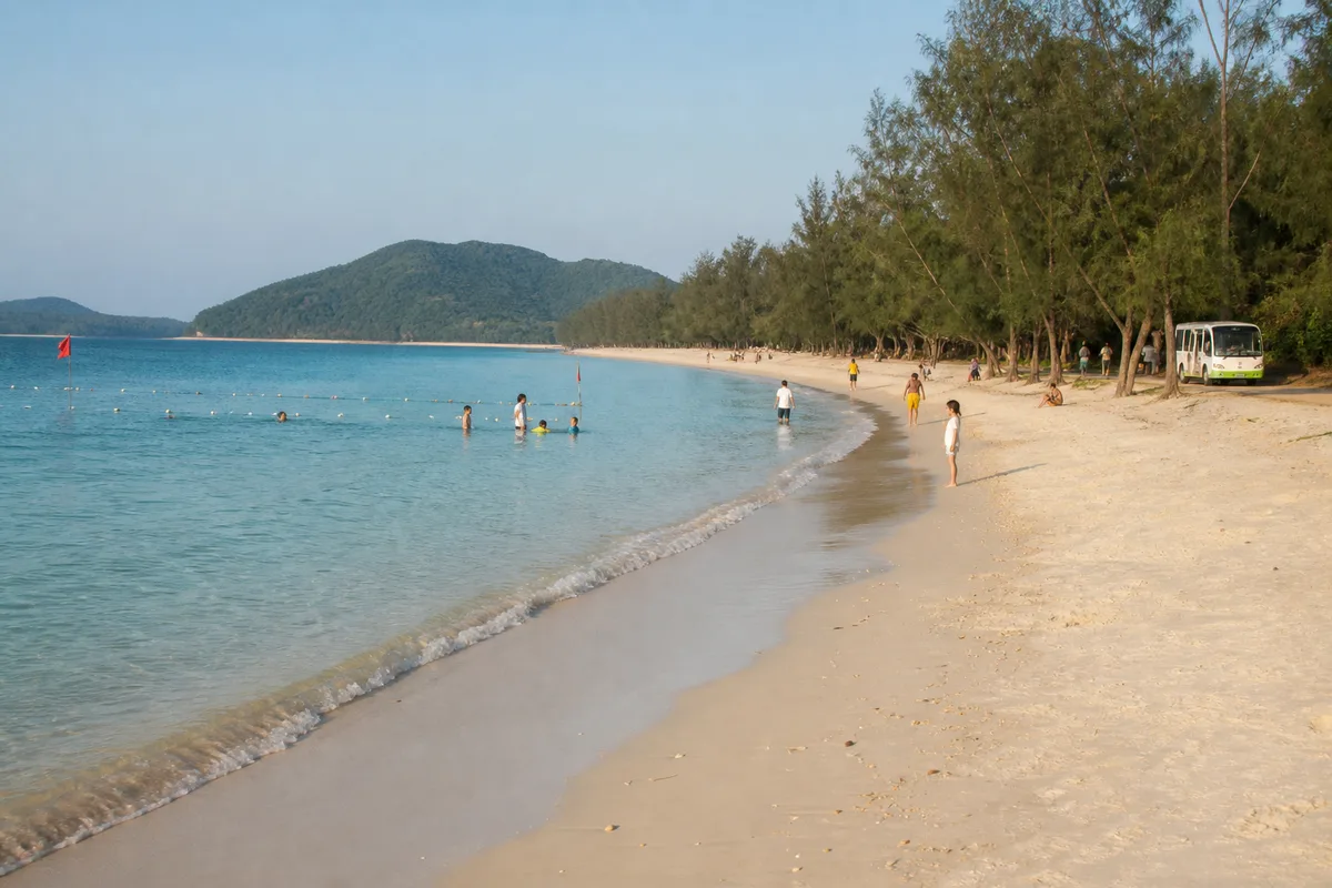 A long open sandy beach in the Quan Lan and Minh Chau island area of Quang Ninh